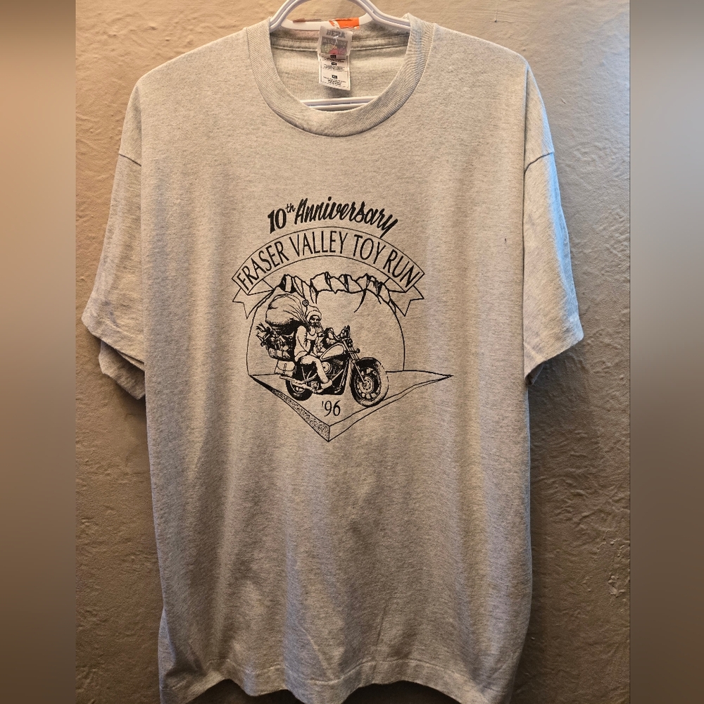 Vintage 1996 Fraser Valley Toy Run T-Shirt | Motorcycle Santa | Canada | XL